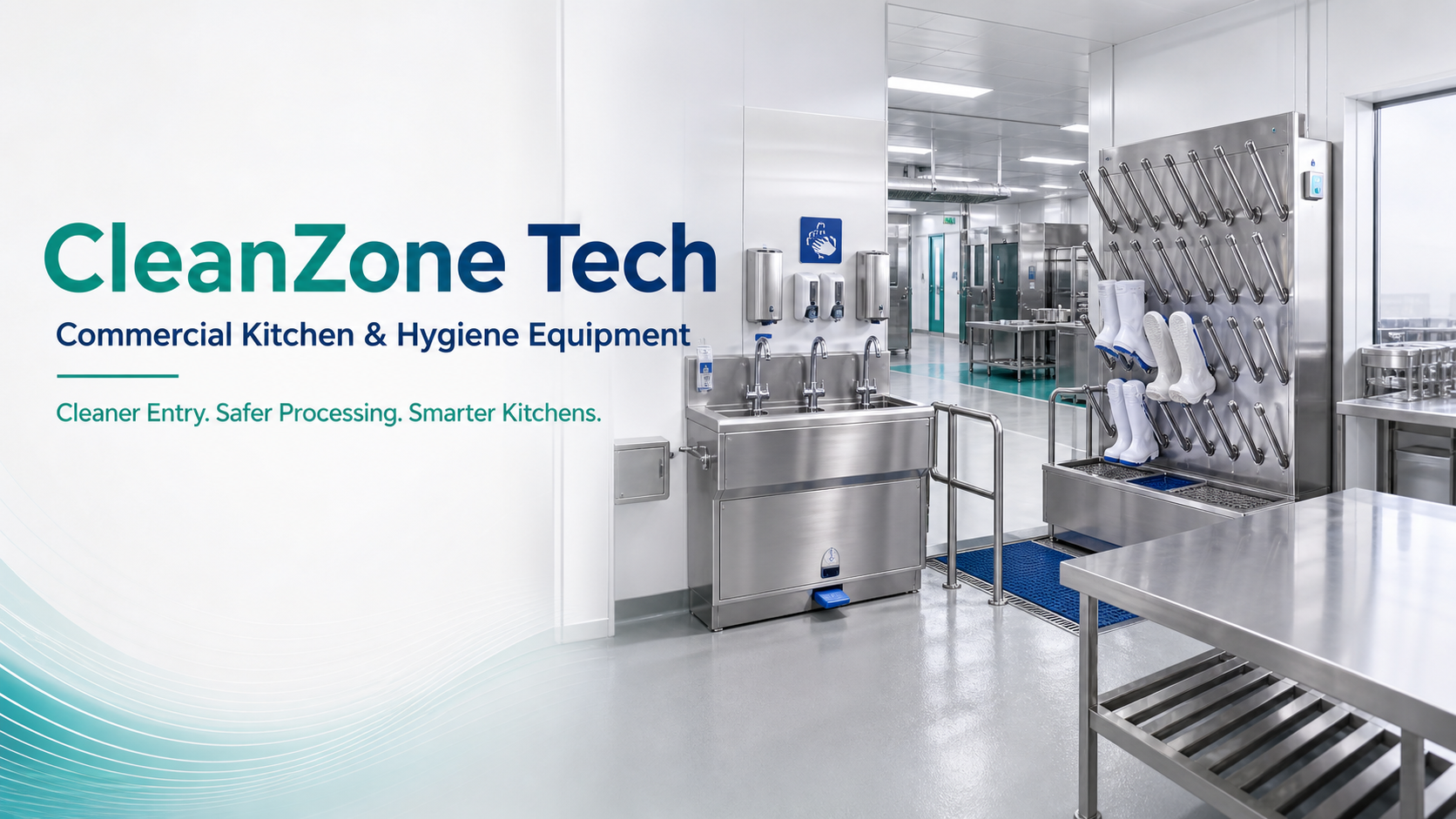 CleanZone Tech hygiene equipment in a clean food factory